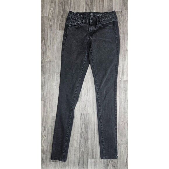 (3/$35) Mossimo Size 2 Long Power Stretch Mid RIse Skinny Denim Blue Black Jeans - Picture 1 of 11